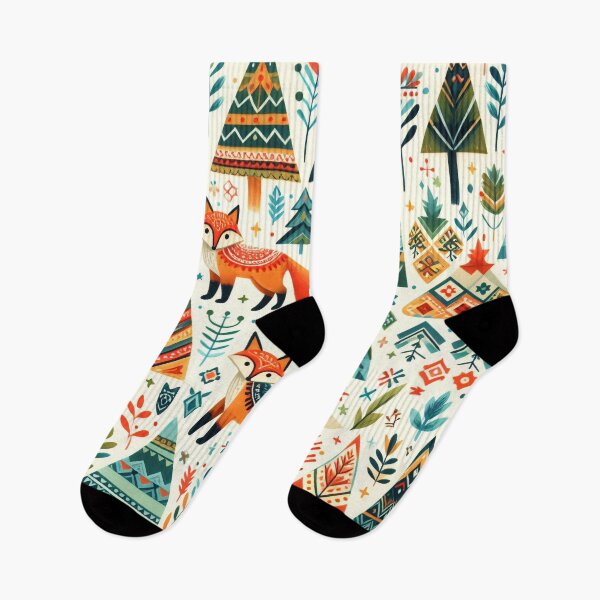 Item preview, Scandinavian Folk Art Fox Animal pattern by heidiannemorris  designed and sold by FOLK ART FUSION by heidiannemorris.
