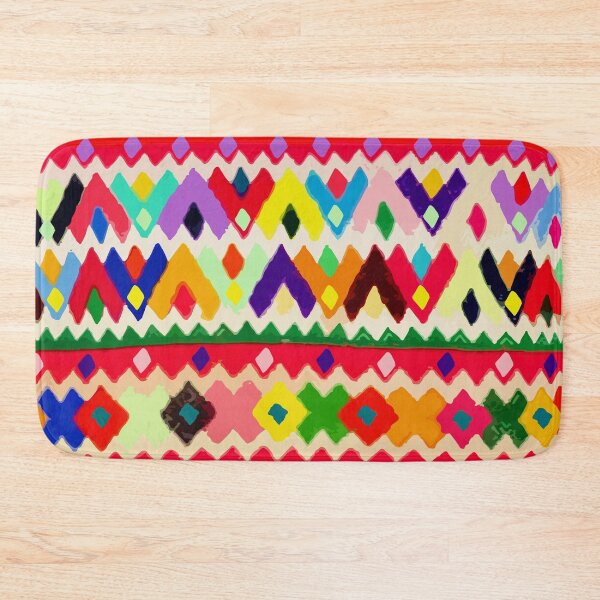 Item preview, Geometric multicolor embroidery maximalist decor chevron folk art designed and sold by T-Mex.