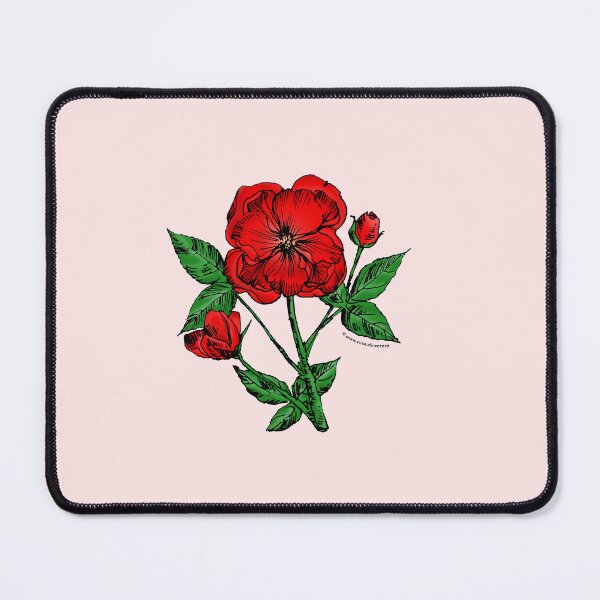 Item preview, Bright Red Pompon Rose Bloom Semi-Double 8-15 Petals In 2 Rows designed and sold by Rachael Taylor.