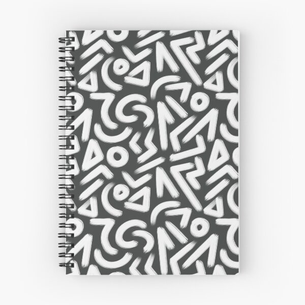 Aperçu de l'œuvre  Motif géométrique abstrait grunge sans couture, illustration audacieuse de pinceau à encre, scrapbooking en papier doodle, lignes blanches sur fond noir créée et vendue par GorXena.
