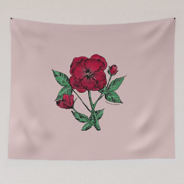 Item preview, Dark Red Pompon Rose Bloom Semi-Double 8-15 Petals In 2 Rows designed and sold by zenithcreative.