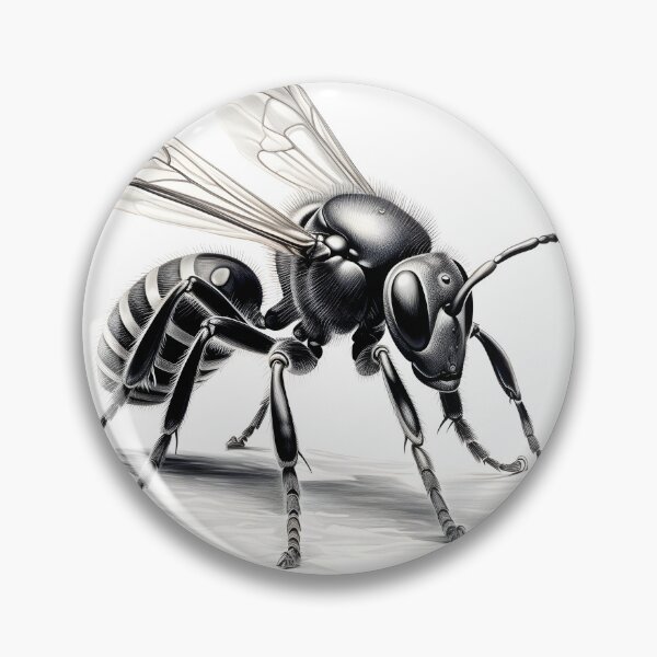 Item preview, Black and white wasp pencil drawing designed and sold by Pencil-Art.