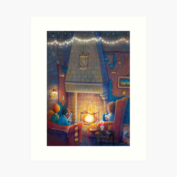 Fireplace and tea Art Print