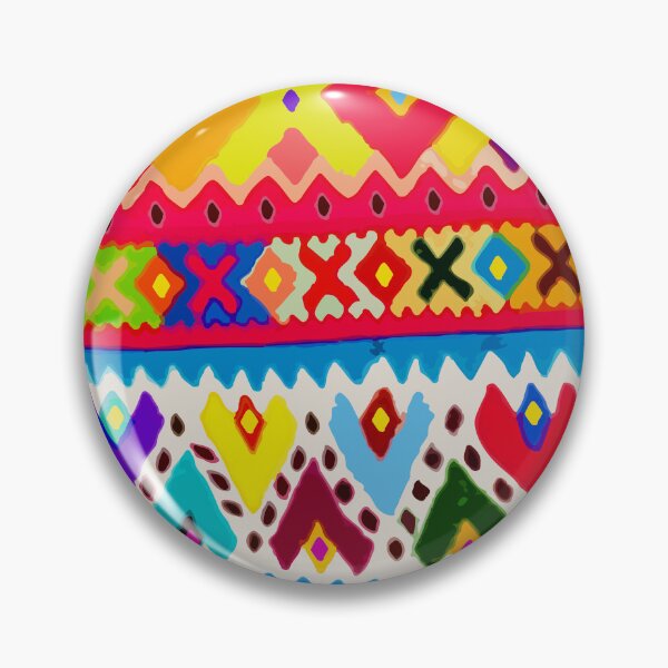 Artikelvorschau, Helle, mehrfarbige Stickereien mit geometrischem Muster im Volkskunst-Dopamin-Stil entworfen und verkauft von T-Mex.