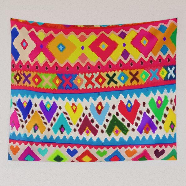 Item preview, Bright multicolor embroidery geometric folk art dopamine dressing designed and sold by T-Mex.