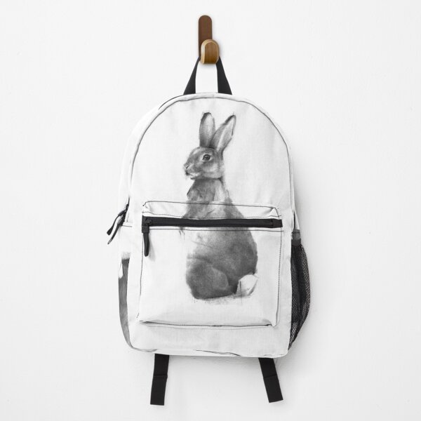 Item preview, rabbit sitting in black and white charcoal designed and sold by s-flo-art.