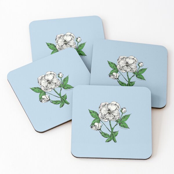 Item preview, White Pompon Rose Bloom Semi-Double 8-15 Petals In 2 Rows designed and sold by zenithcreative.