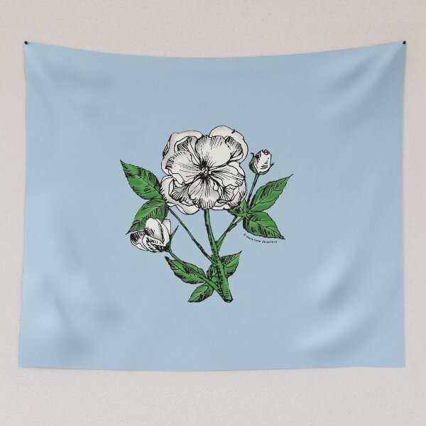 Item preview, White Pompon Rose Bloom Semi-Double 8-15 Petals In 2 Rows designed and sold by zenithcreative.