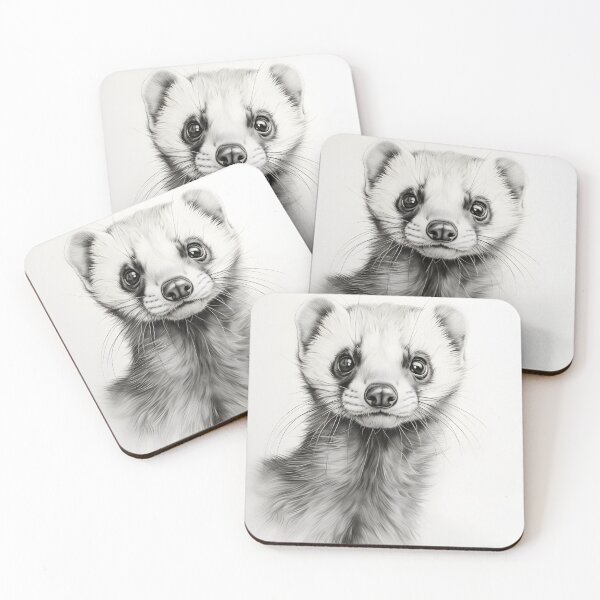 Item preview, Black and white weasel pencil drawing designed and sold by Pencil-Art.