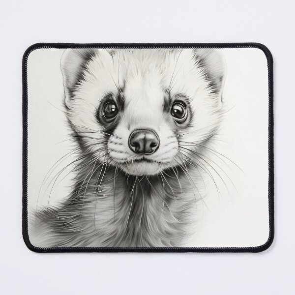 Item preview, Black and white weasel pencil drawing designed and sold by Pencil-Art.