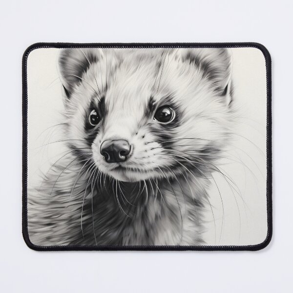 Item preview, Black and white weasel pencil drawing designed and sold by Pencil-Art.