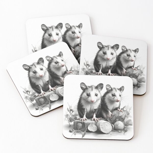Item preview, Black and White Opossum Pencil Drawing designed and sold by Pencil-Art.