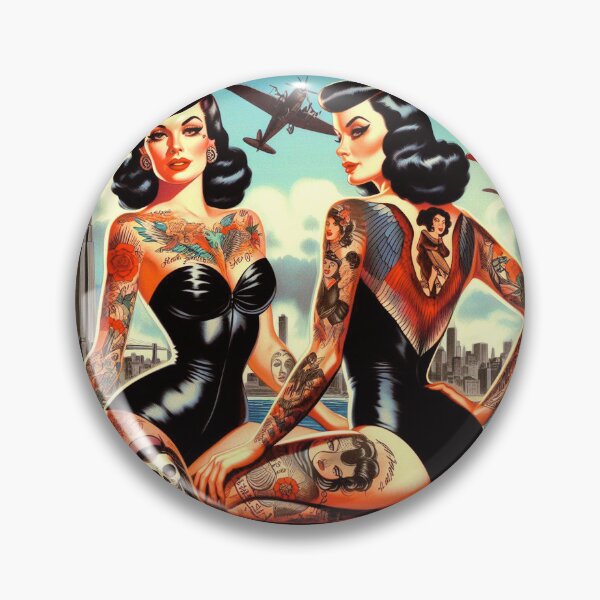 Item preview, Hot Swimsuit Tattooed Pin-up designed and sold by PulpVintage.