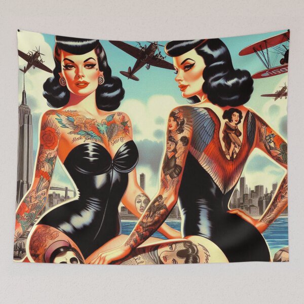 Item preview, Hot Swimsuit Tattooed Pin-up designed and sold by PulpVintage.