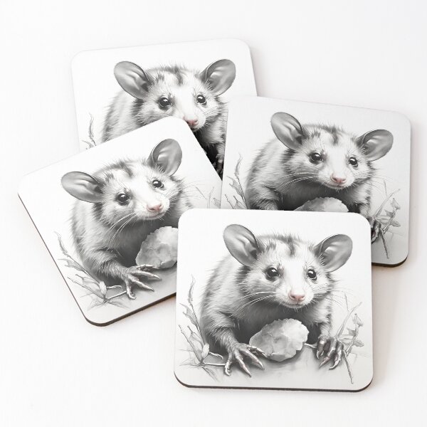 Item preview, Black and White Opossum Pencil Drawing designed and sold by Pencil-Art.