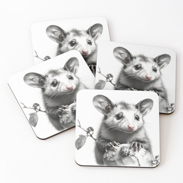 Item preview, Black and White Opossum Pencil Drawing designed and sold by Pencil-Art.