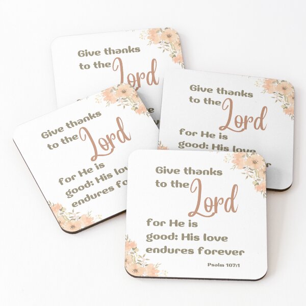 Item preview, Psalm 107:1 | Floral Bible verse designed and sold by bible-prints.