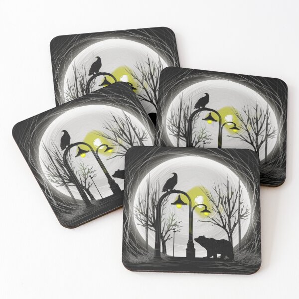 Item preview, Eagle and Bear in the Night: Majestic Wildlife Silhouettes designed and sold by Colorful-Garden.