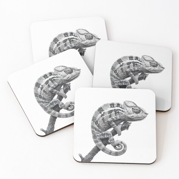 Item preview, Black and white Chameleon pencil drawing designed and sold by Pencil-Art.