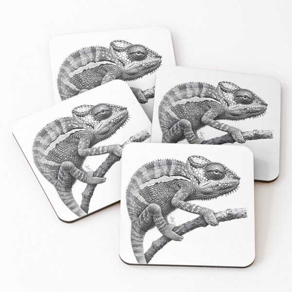 Item preview, Black and white Chameleon pencil drawing designed and sold by Pencil-Art.
