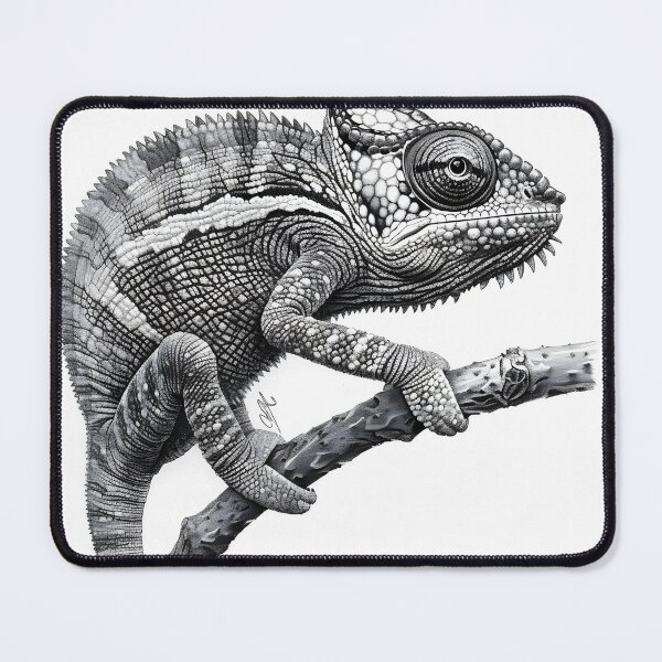 Item preview, Black and white Chameleon pencil drawing designed and sold by Pencil-Art.