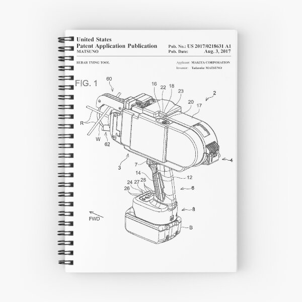 Item preview, Rebar Tying Tool Patent Drawing White Background designed and sold by Peek-Designs.