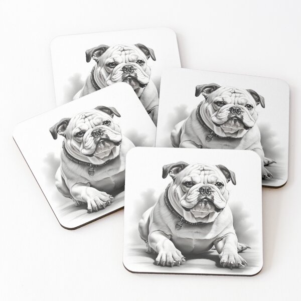 Item preview, Black and white bulldog pencil drawing designed and sold by Pencil-Art.