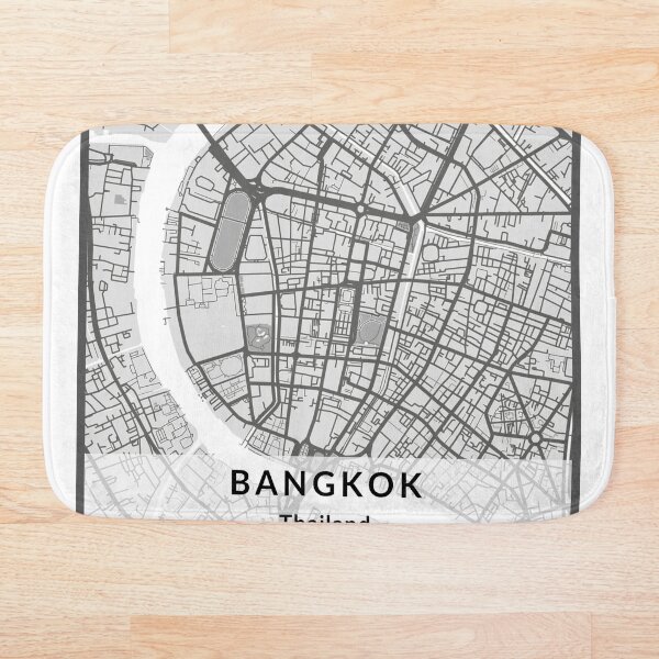 Aperçu de l'œuvre Bangkok Minimalist Map Art (noir et blanc) créée et vendue par MapMyCity.