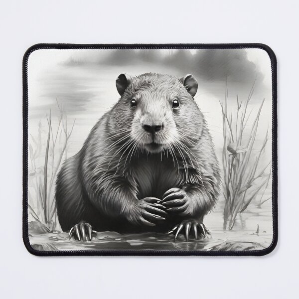 Item preview, Dibujo a lápiz de castor en blanco y negro designed and sold by Pencil-Art.