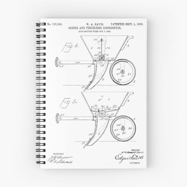 Item preview, Seeder And Fertilizer Vintage Patent White Background designed and sold by Peek-Designs.