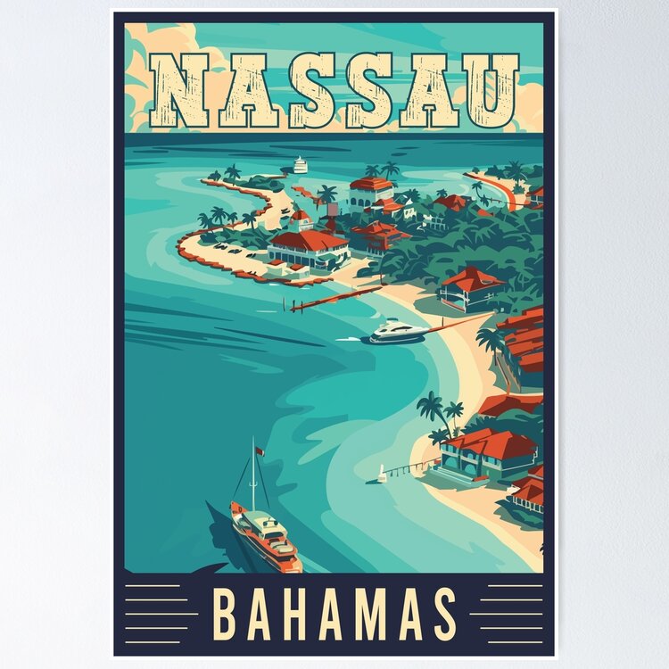 Bahamas Nassau Tropical Island Paradise Travel Art Sticker
