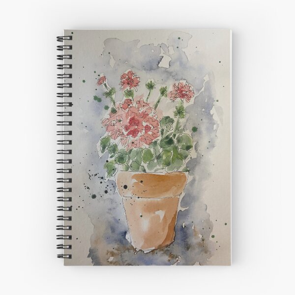 Item preview, Pretty potted geranium watercolor designed and sold by ExpressionsbyC.