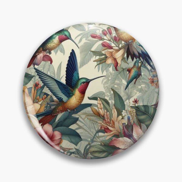 Item preview, Hummingbirds tropical pattern, rich floral, colorful design  designed and sold by coloursforkids.