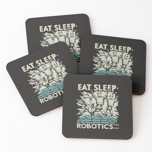 Item preview, A cool T-shirt for robotics lovers depicting two dancing robots- 'EAT SLEEP ROBOTICS'. designed and sold by Gadget80.