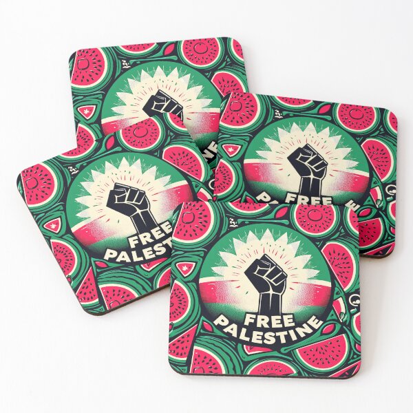 Aperçu de l'œuvre Palestine libre - Pastèques, poing, drapeau palestinien, Palestine, Gaza libre (arabe علم فلسطين‎) créée et vendue par SocialCause.