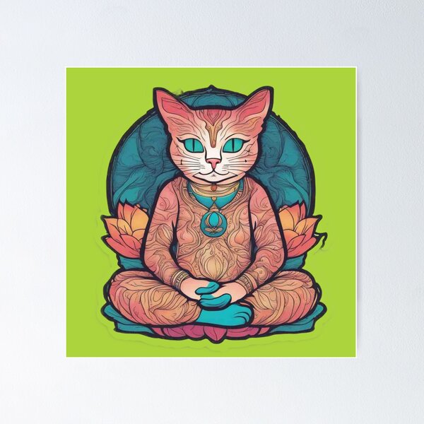 Item preview, Blue-Eyed Mystic Cat in Lotus Pose Yoga Design | Cat Lover Gift designed and sold by Era-Swing.