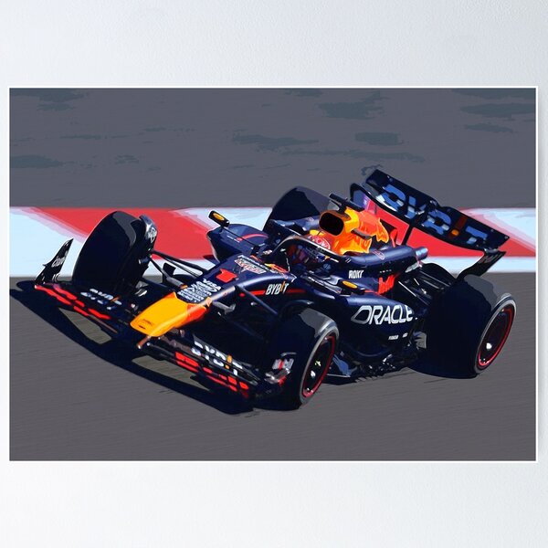 Item preview, Max Verstappen racing his 2024 F1 racecar 2 watercolor designed and sold by Rodissimus1984.