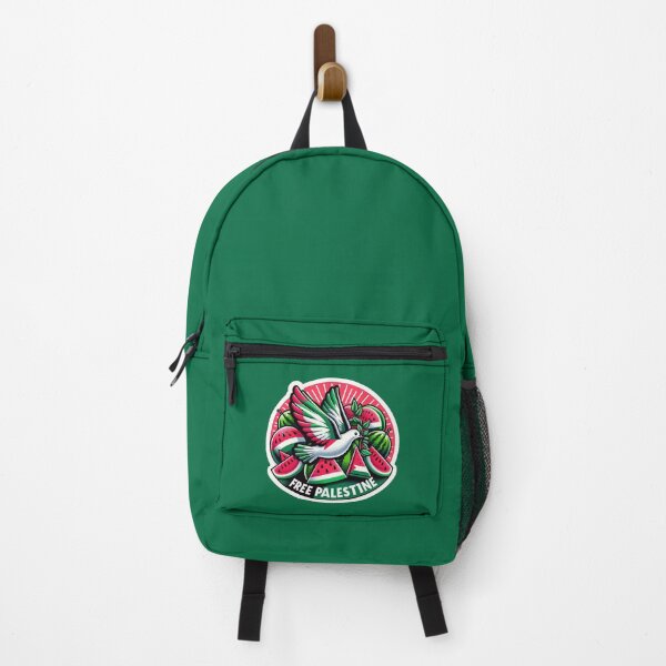 Vista previa del artículo con la obra «Palestina Libre - Sandías, Paloma con Rama de Olivo, Bandera Palestina, Palestina, Gaza Libre (árabe علم فلسطين)», diseñado y vendido por SocialCause.