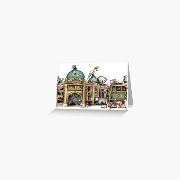 Item preview, Melbourne tram and Flinders street designed and sold by Jenny Wood.