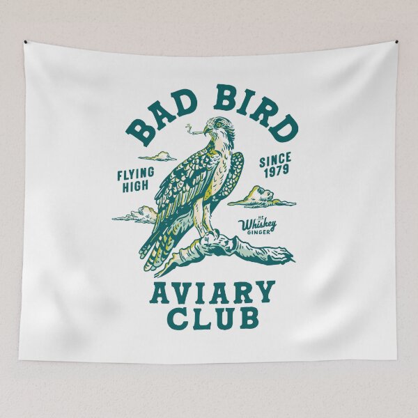 Item preview, Bad Bird Aviary Club 1979. Badass Osprey Smoking A Joint. Cannabis Gift designed and sold by The Whiskey Ginger Design Shop.