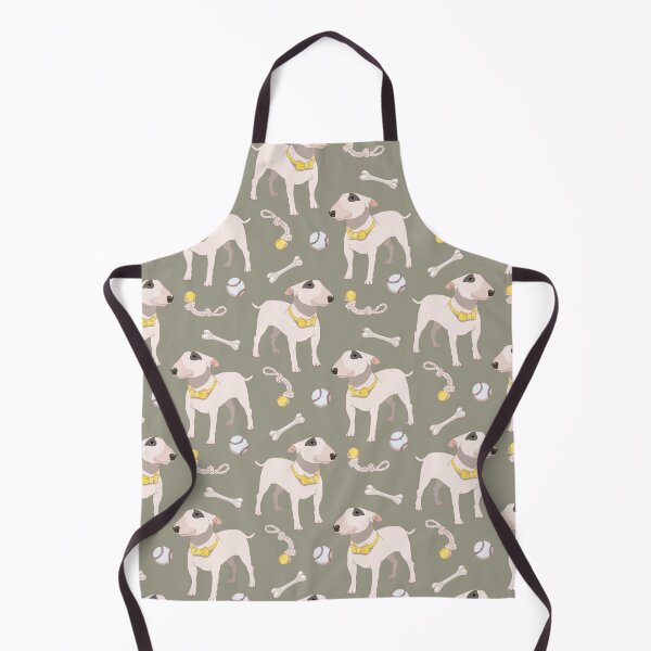 Item preview, Hand drawn bull terrier dog with pet supplies, seamless pattern designed and sold by Familyshmot.