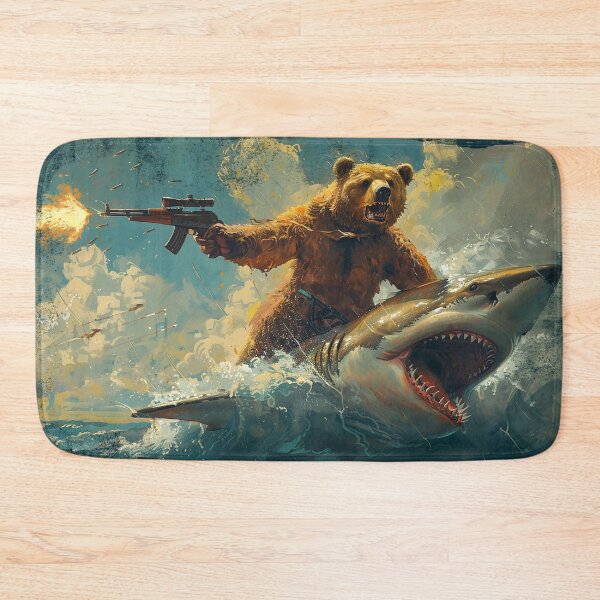 Item preview, Bear Riding A Shark And Shooting A Gun designed and sold by Alfredus.