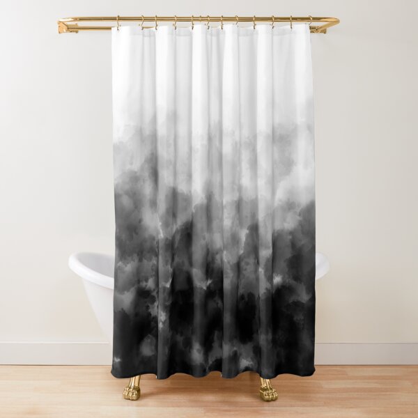 Ombre Black and White Minimal Shower Curtain