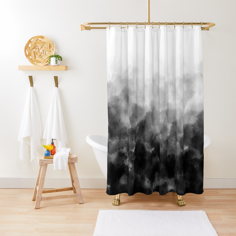 Ombre Black and White Minimal Shower Curtain