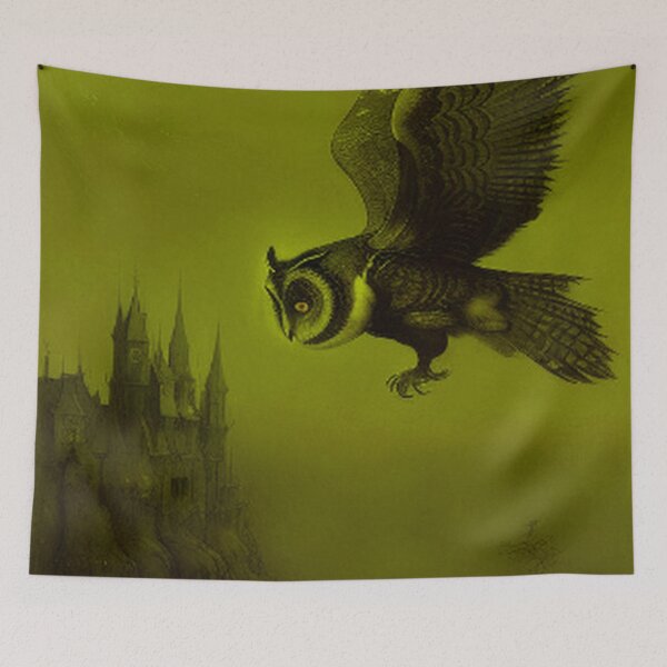 Item preview, Classic Vintage Haunting Owl and Castle designed and sold by TheDarkWardrobe.