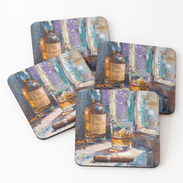 Item preview, Abstract Expressionism Symphony- Whiskey, Glass, and Cigar in Tranquil Harmony Generative AI designed and sold by OlfactoART Studio.