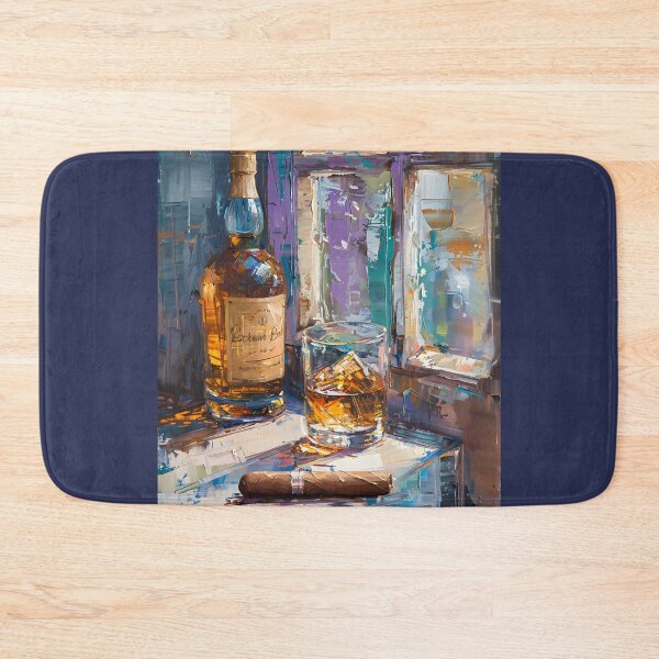 Artikelvorschau, Symphonie des abstrakten Expressionismus – Whisky, Glas und Zigarre in ruhiger Harmonie, generative KI entworfen und verkauft von OlfactoART Studio.
