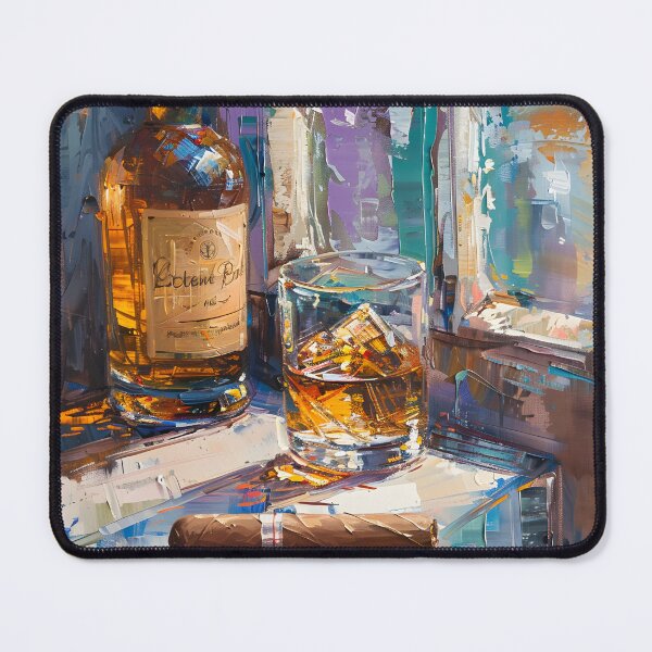 Item preview, Abstract Expressionism Symphony- Whiskey, Glass, and Cigar in Tranquil Harmony Generative AI designed and sold by OlfactoART Studio.