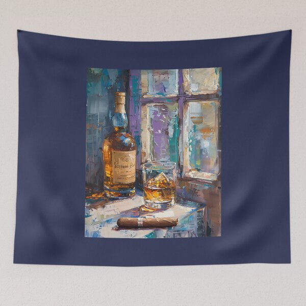 Item preview, Abstract Expressionism Symphony- Whiskey, Glass, and Cigar in Tranquil Harmony Generative AI designed and sold by OlfactoART Studio.