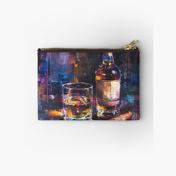 Artikelvorschau, Vintage-Whisky-Serenade – bernsteinfarbenes Leuchten, brennende Zigarre und abstrakte Harmonie, generiert durch KI entworfen und verkauft von OlfactoART Studio.